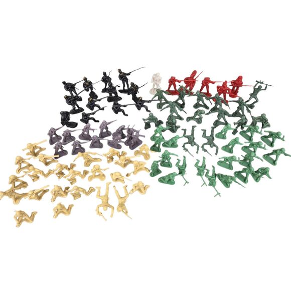 Lot of 87 Vintage Toy Soldiers Plastic Red Black White Green Gray Tan - Picture 3 of 7